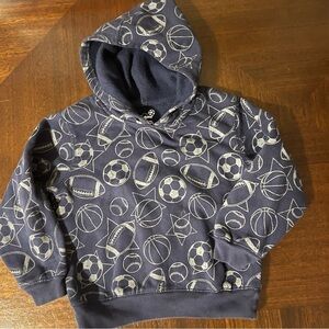 Okie-Dokie | Navy Sport Balls Hooded Sweatshirt | 5T